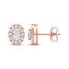 Thumbnail Image 2 of Lab-Created Diamonds by KAY Oval-Cut Halo Stud Earrings 3/4 ct tw 10K Rose Gold