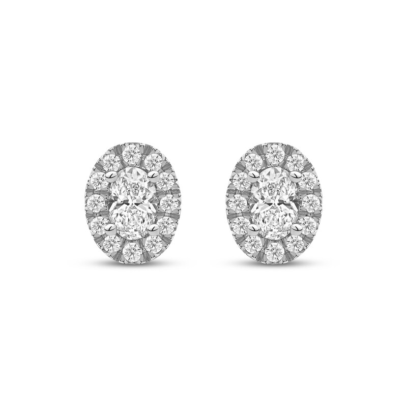 Main Image 2 of KAY Lab-Grown Diamonds Oval-Cut Halo Stud Earrings 3/4 ct tw 10K White Gold
