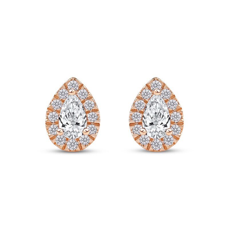 Main Image 2 of KAY Lab-Grown Diamonds Pear-Shaped Halo Stud Earrings 3/4 ct tw 10K Rose Gold