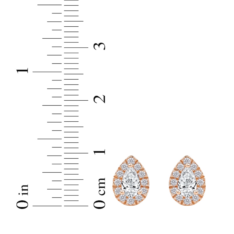 Main Image 5 of KAY Lab-Grown Diamonds Pear-Shaped Halo Stud Earrings 3/4 ct tw 10K Rose Gold