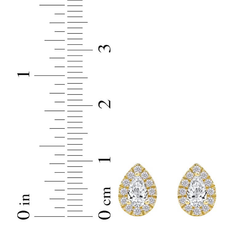 Main Image 5 of KAY Lab-Grown Diamonds Pear-Shaped Halo Stud Earrings 3/4 ct tw 10K Yellow Gold