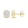 Thumbnail Image 3 of KAY Lab-Grown Diamonds Emerald-Cut Halo Stud Earrings 3/4 ct tw 10K Yellow Gold