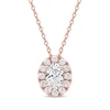 Thumbnail Image 0 of Lab-Created Diamonds by KAY Oval-Cut Halo Necklace 1/2 ct tw 10K Rose Gold 18"