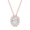 Thumbnail Image 1 of KAY Lab-Grown Diamonds Oval-Cut Halo Necklace 1/2 ct tw 10K Rose Gold 18&quot;