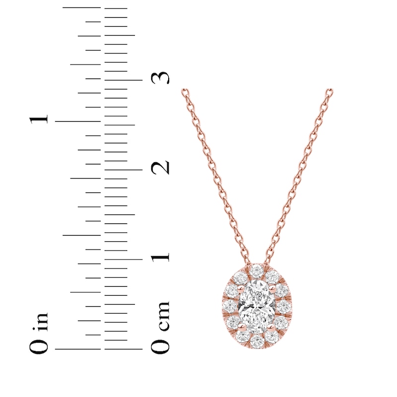 Lab-Created Diamonds by KAY Oval-Cut Halo Necklace 1/2 ct tw 10K Rose Gold 18"