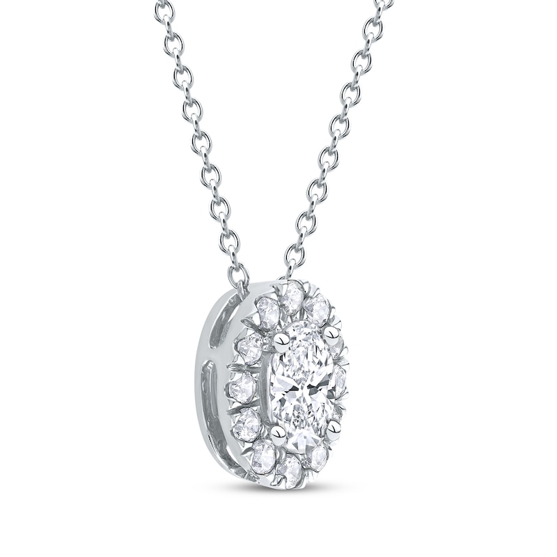 Main Image 2 of KAY Lab-Grown Diamonds Oval-Cut Halo Necklace 1/2 ct tw 10K White Gold 18&quot;