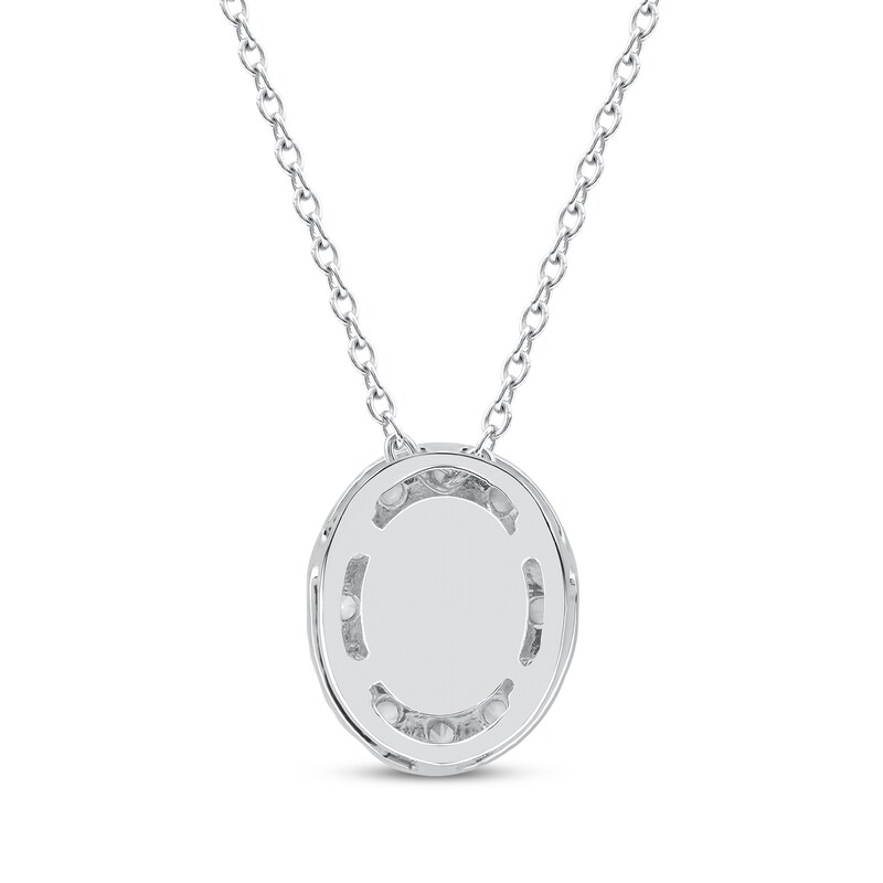 Main Image 3 of KAY Lab-Grown Diamonds Oval-Cut Halo Necklace 1/2 ct tw 10K White Gold 18&quot;
