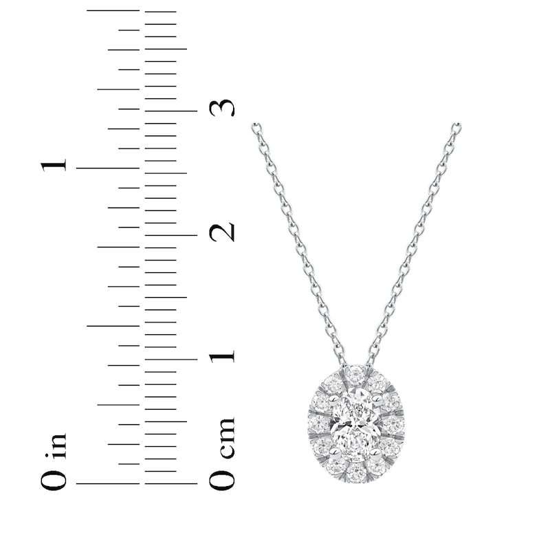 Main Image 5 of KAY Lab-Grown Diamonds Oval-Cut Halo Necklace 1/2 ct tw 10K White Gold 18&quot;