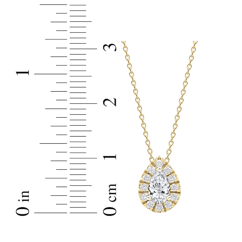 Main Image 5 of KAY Lab-Grown Diamonds Pear-Shaped Halo Necklace 1/2 ct tw 10K Yellow Gold 18"