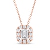 Thumbnail Image 1 of KAY Lab-Grown Diamonds Emerald-Cut Halo Necklace 1/2 ct tw 10K Rose Gold 18&quot;