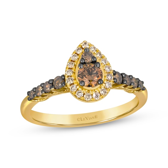 Le Vian Multi-Diamond Pear-Shaped Ring 5/8 ct tw 14K Honey Gold
