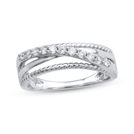 Diamond Crossover Rope Ring 1/4 ct tw Sterling Silver
