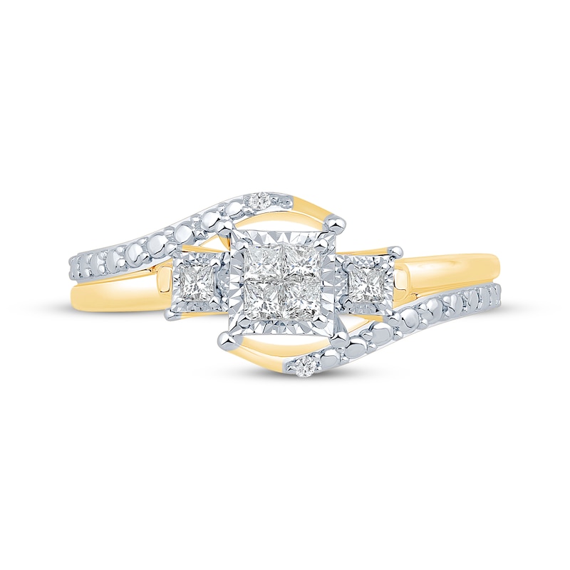 Main Image 3 of Princess-Cut Diamond Quad Promise Ring 1/5 ct tw 10K Two-Tone Gold