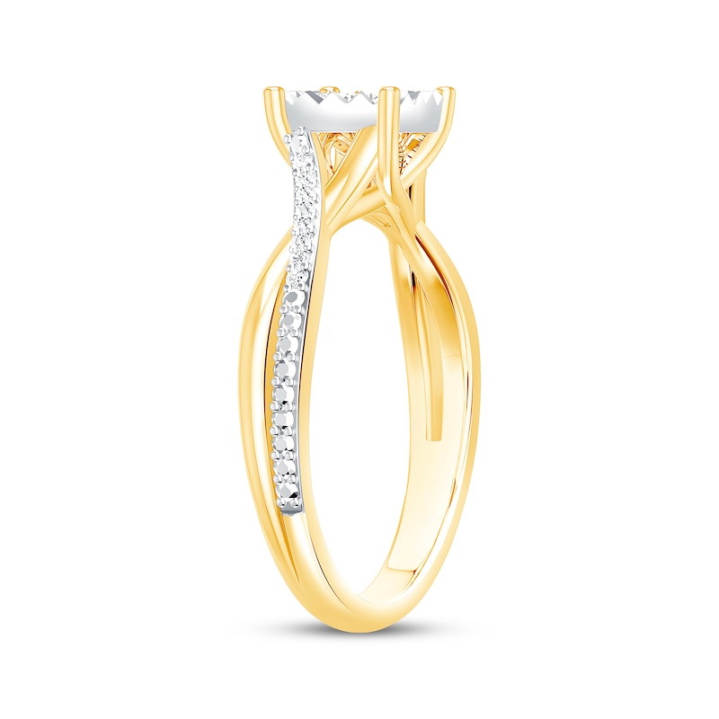 Main Image 2 of Multi-Diamond Center Square Promise Ring 1/5 ct tw 10K Two-Tone Gold