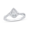 Thumbnail Image 1 of Multi-Diamond Center Pear-Shaped Promise Ring 1/6 ct tw Sterling Silver