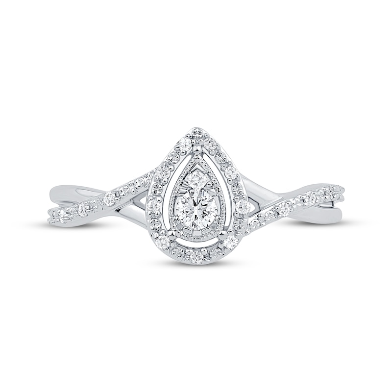 Main Image 3 of Multi-Diamond Center Pear-Shaped Promise Ring 1/6 ct tw Sterling Silver
