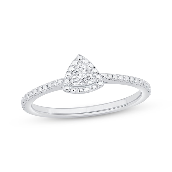 Multi-Diamond Center Trillion-Shaped Promise Ring 1/20 ct tw Sterling Silver