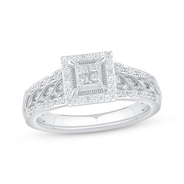 Princess-Cut Quad Diamond Promise Ring 1/4 ct tw 10K White Gold