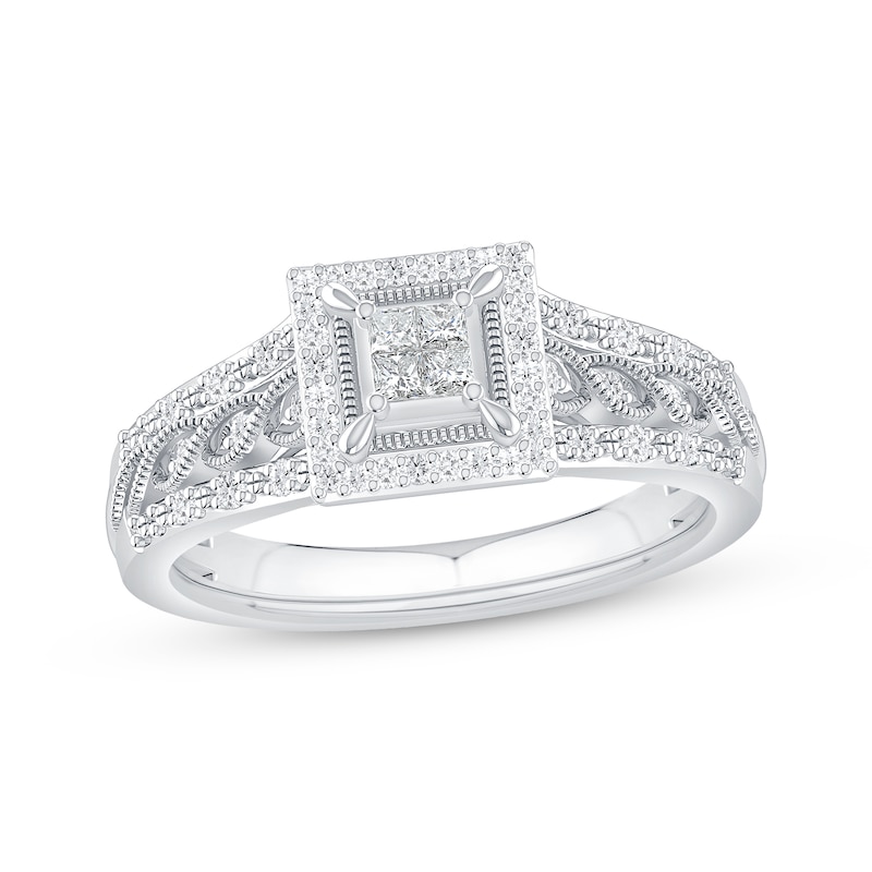 Main Image 1 of Princess-Cut Quad Diamond Promise Ring 1/4 ct tw 10K White Gold