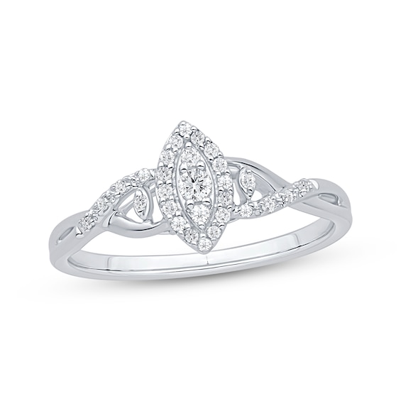 Marquise-Shaped Multi-Diamond Promise Ring 1/5 ct tw Sterling Silver