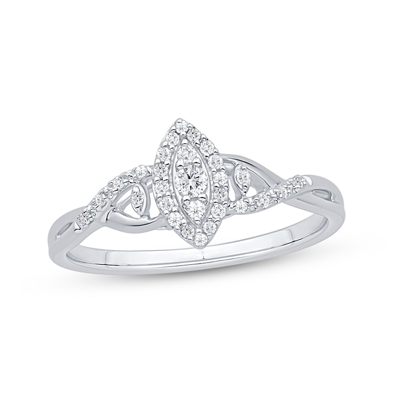 Main Image 1 of Marquise-Shaped Multi-Diamond Promise Ring 1/5 ct tw Sterling Silver