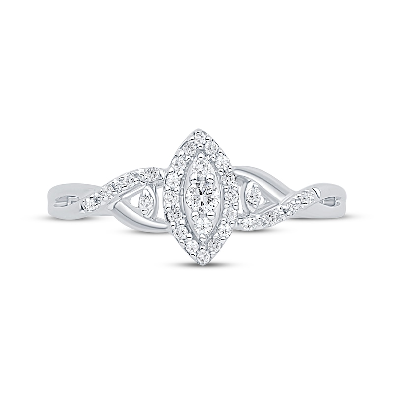 Main Image 3 of Marquise-Shaped Multi-Diamond Promise Ring 1/5 ct tw Sterling Silver