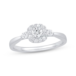 Diamond Cushion Frame Promise Ring 3/8 ct tw 10K White Gold