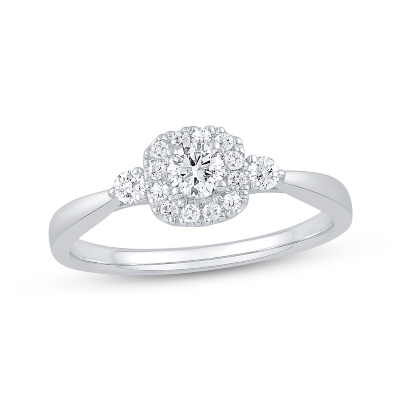 Main Image 1 of Diamond Cushion Frame Promise Ring 3/8 ct tw 10K White Gold