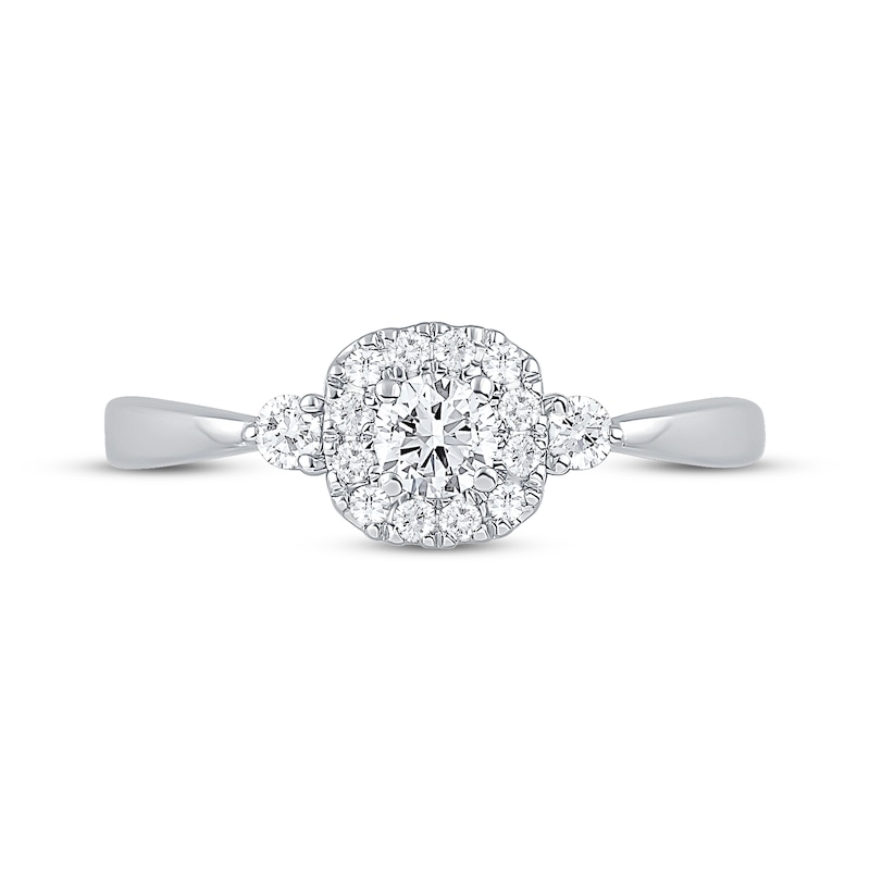 Main Image 3 of Diamond Cushion Frame Promise Ring 3/8 ct tw 10K White Gold