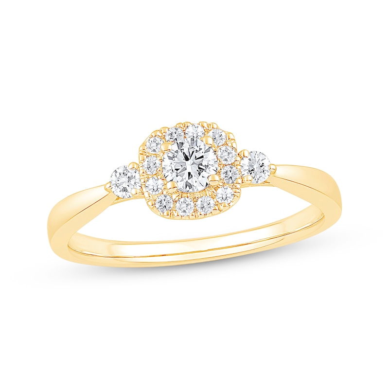 Main Image 1 of Diamond Cushion Frame Promise Ring 3/8 ct tw 10K Yellow Gold