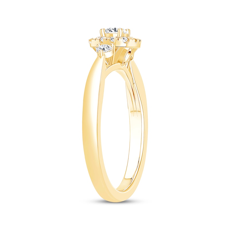 Main Image 2 of Diamond Cushion Frame Promise Ring 3/8 ct tw 10K Yellow Gold