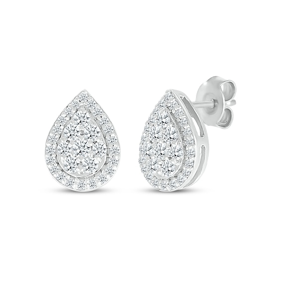 Lab-Created Diamonds by KAY Pear-Shaped Multi-Stone Stud Earrings 1/3 ct tw 10K White Gold
