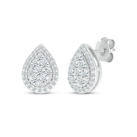 KAY Lab-Grown Diamonds Pear-Shaped Multi-Stone Stud Earrings 1/3 ct tw 10K White Gold