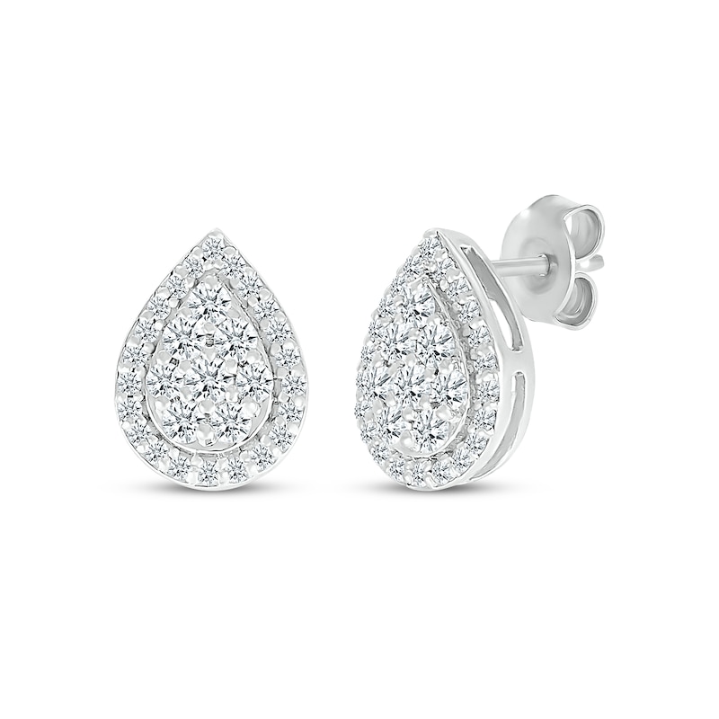 Main Image 1 of KAY Lab-Grown Diamonds Pear-Shaped Multi-Stone Stud Earrings 1/3 ct tw 10K White Gold