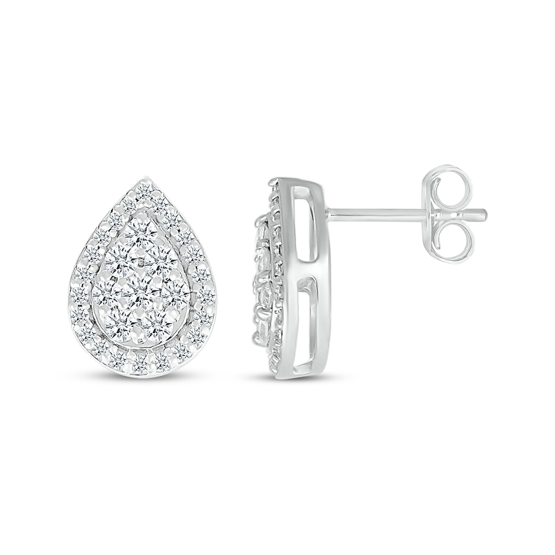 Main Image 3 of KAY Lab-Grown Diamonds Pear-Shaped Multi-Stone Stud Earrings 1/3 ct tw 10K White Gold