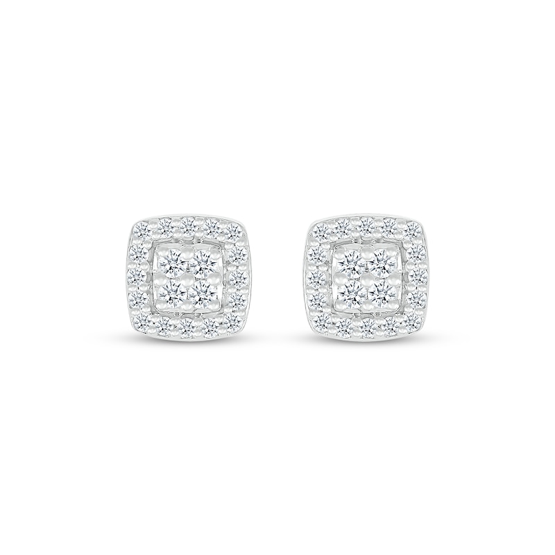 Main Image 2 of KAY Lab-Grown Diamonds Cushion-Shaped Multi-Stone Stud Earrings 1/4 ct tw 10K White Gold
