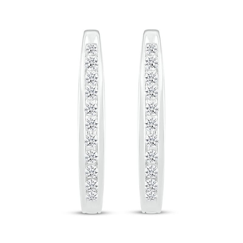 Lab-Created Diamonds by KAY Hoop Earrings 1/5 ct tw 10K White Gold | Kay