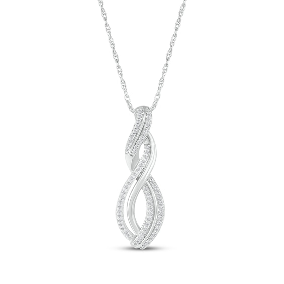 Lab-Created Diamonds by KAY Double Swirl Necklace 1/3 ct tw 10K White Gold 18"
