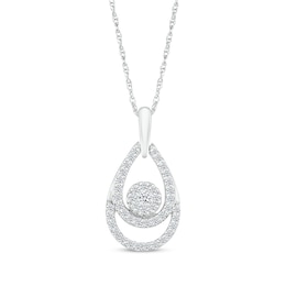 KAY Lab-Grown Diamonds Double Teardrop Necklace 1/4 ct tw 10K White Gold 18"