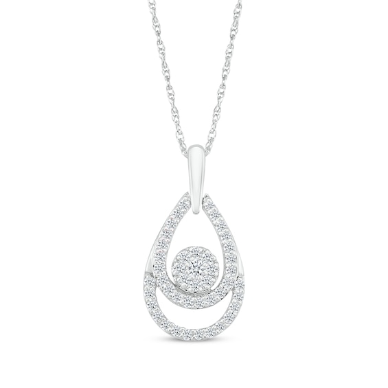 KAY Lab-Grown Diamonds Double Teardrop Necklace 1/4 ct tw 10K White Gold 18"