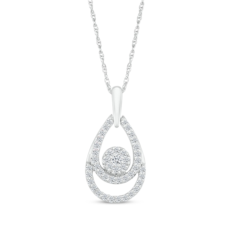 Main Image 1 of KAY Lab-Grown Diamonds Double Teardrop Necklace 1/4 ct tw 10K White Gold 18&quot;
