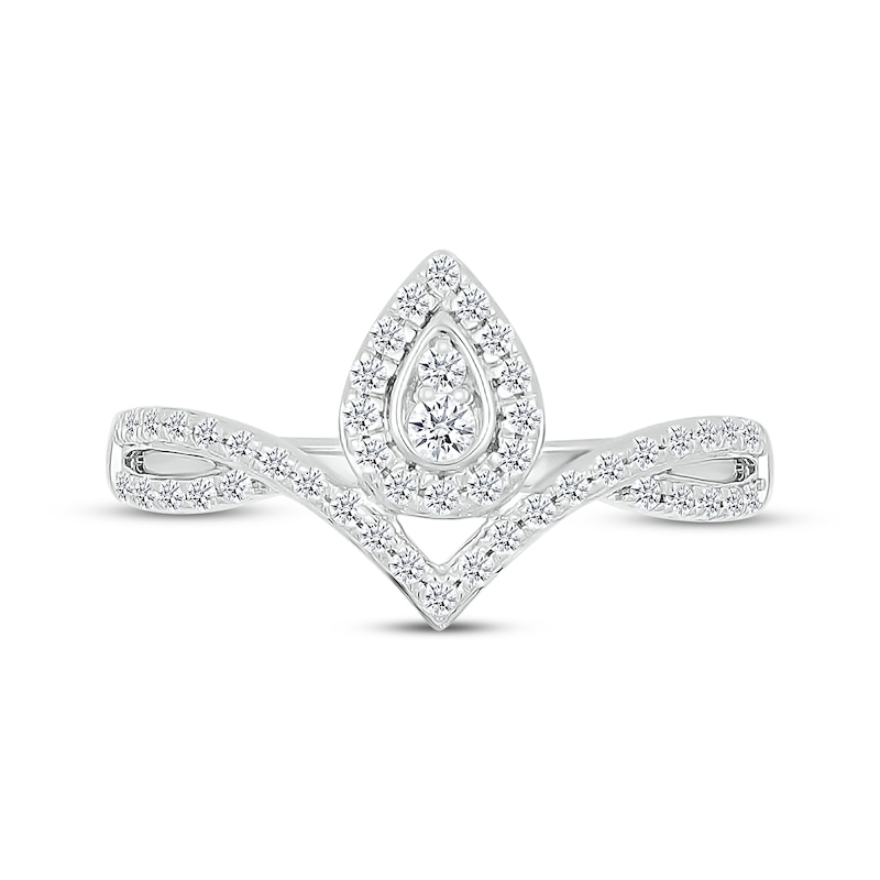 Main Image 4 of KAY Lab-Grown Diamonds Teardrop Chevron Ring 1/3 ct tw 10K White Gold