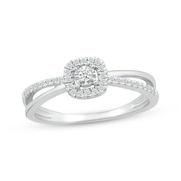 KAY Lab-Grown diamonds Cushion-Shaped Halo Promise Ring 1/5 ct tw 10K White Gold