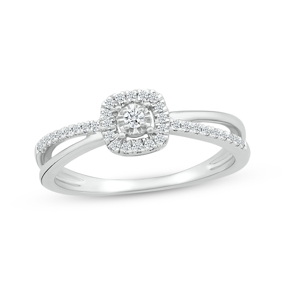 10k White Gold Lab-Grown Diamond Halo Cluster Promise Engagement Ring 10k White Gold Lab-Grown Diamond Halo Cluster Promise Engagement Ring
