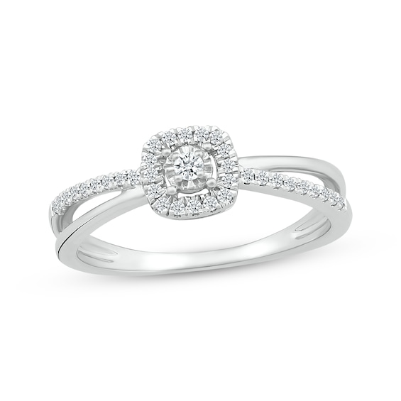 Lab-Created Diamonds by KAY Cushion-Shaped Halo Promise Ring 1/5 ct tw 10K White Gold