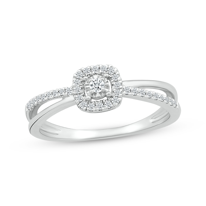 Lab-Created Diamonds by KAY Cushion-Shaped Halo Promise Ring 1/5 ct tw 10K White Gold