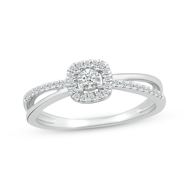 Main Image 1 of KAY Lab-Grown diamonds Cushion-Shaped Halo Promise Ring 1/5 ct tw 10K White Gold