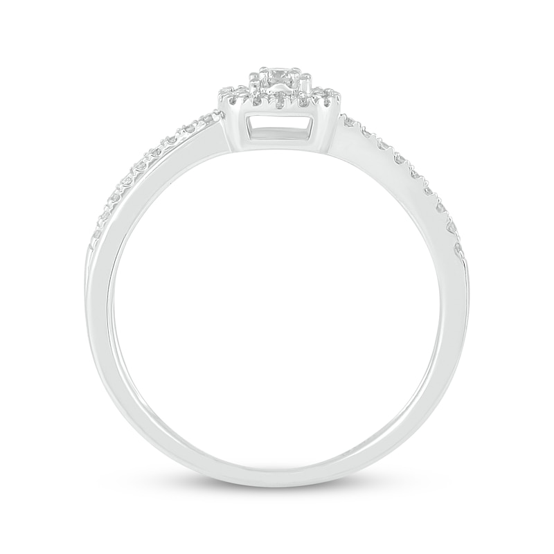 Lab-Created Diamonds by KAY Cushion-Shaped Halo Promise Ring 1/5 ct tw 10K White Gold