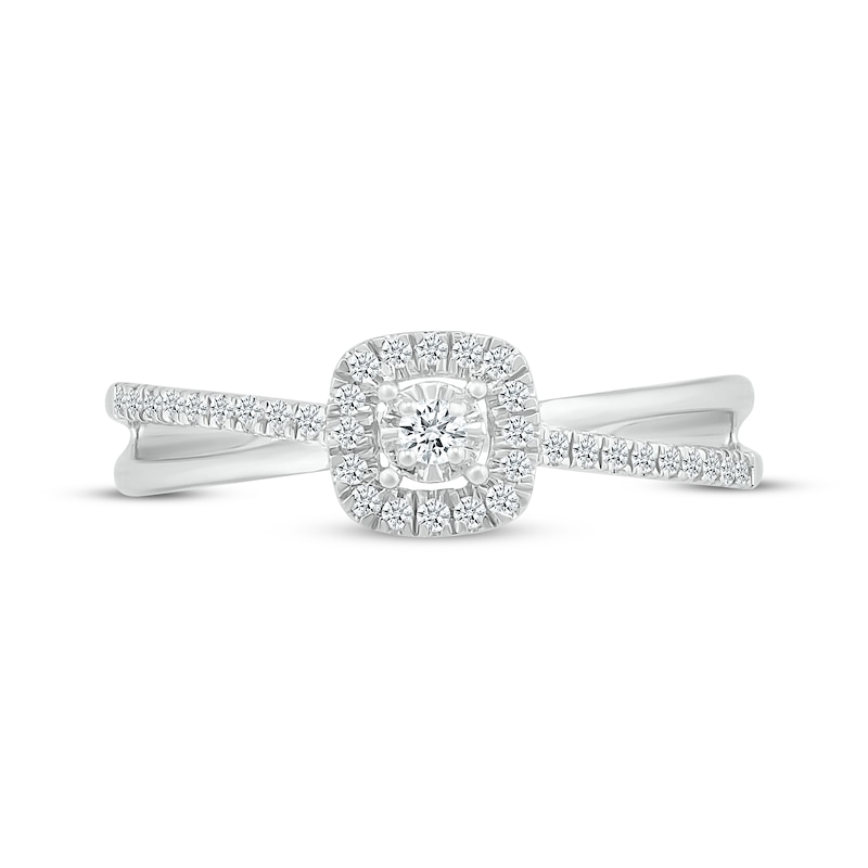 Main Image 3 of KAY Lab-Grown diamonds Cushion-Shaped Halo Promise Ring 1/5 ct tw 10K White Gold
