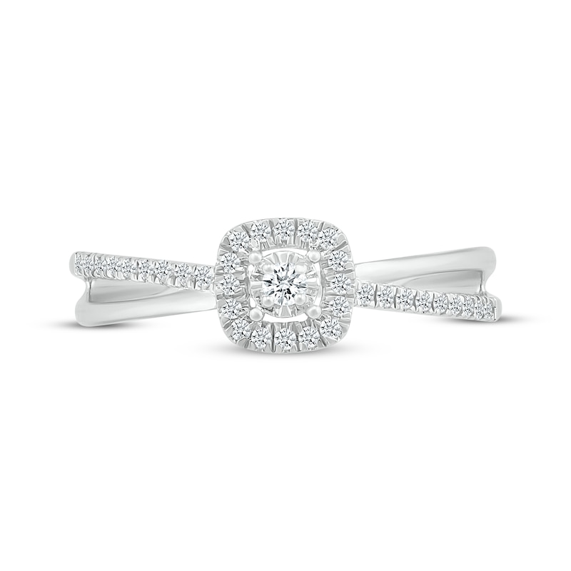 Lab-Created Diamonds by KAY Cushion-Shaped Halo Promise Ring 1/5 ct tw 10K White Gold